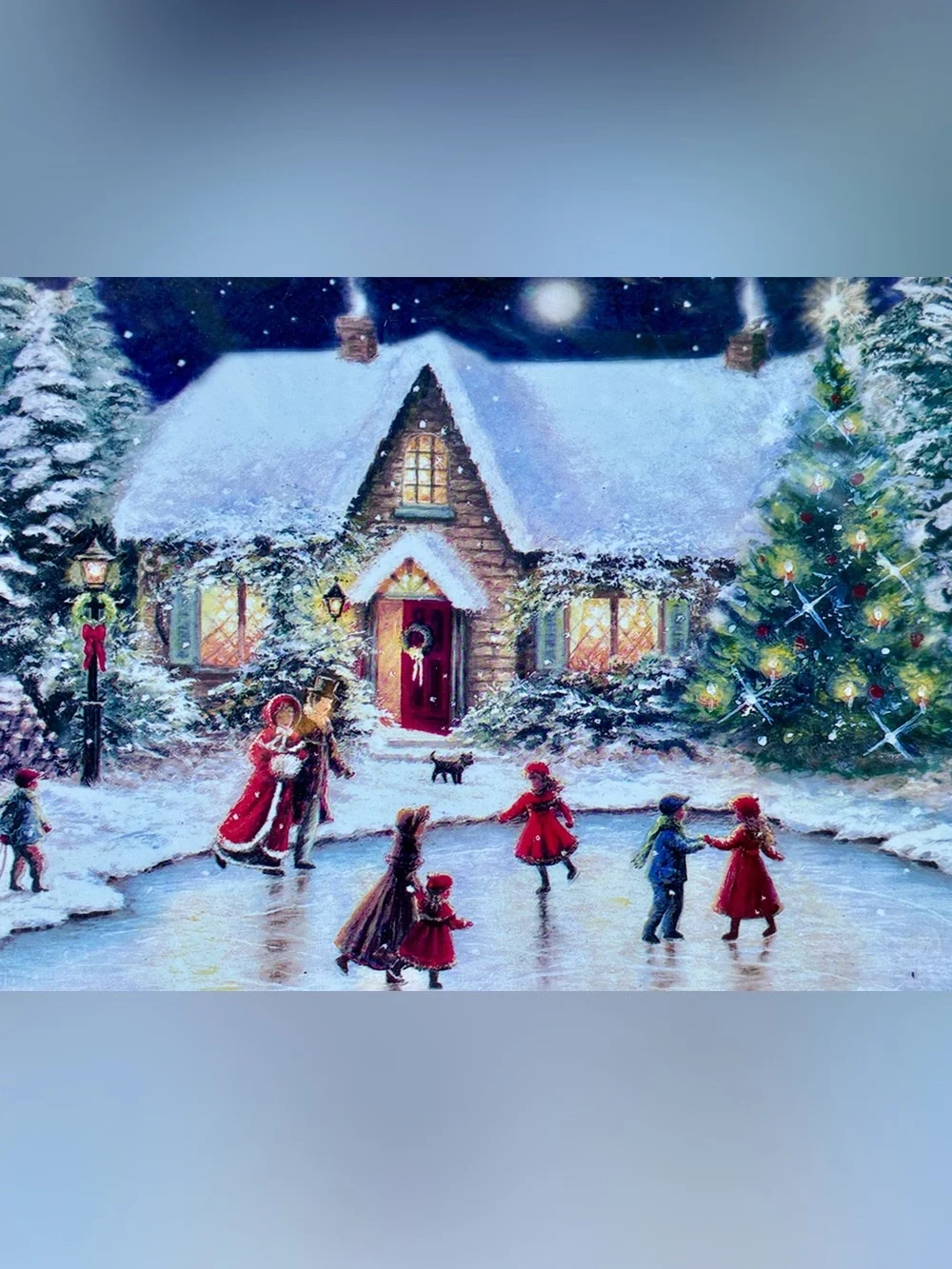NWT Sealed American Greetings Christmas Cards 16 Ct Nicky Boehme Skaters Pond